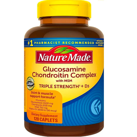 Nature Made Glucosamine Chondroitin Complex with MSM + D3 – Triple Strength – 120 Cápsulas